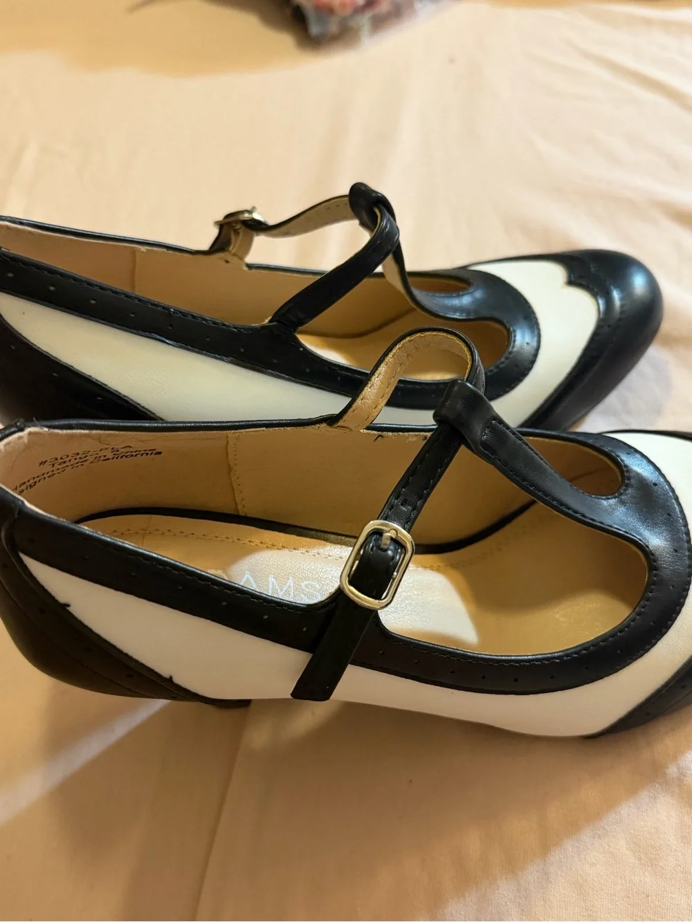 J. Adams Women's Black and White Tango T-Strap Heels